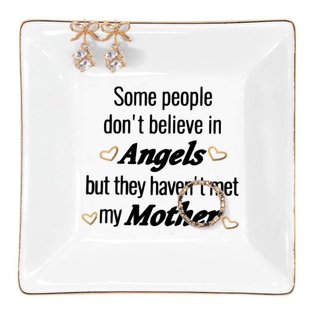 Kaidouma Mothers Gifts Ring Trinket Dish Ceramic Decorative Jewelry Tray Quote